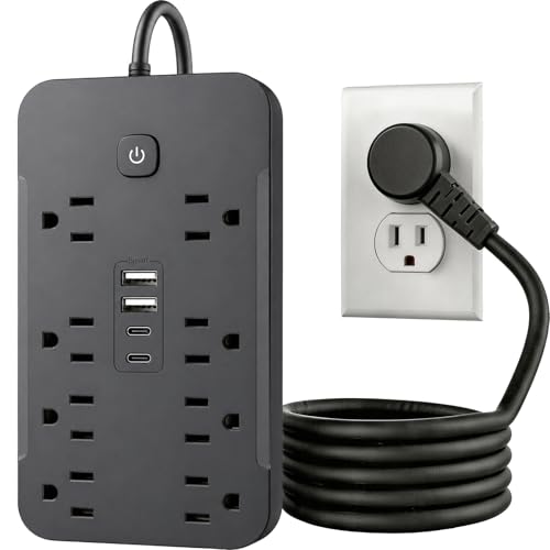 BGUP 6 Feet Surge Protector Power Strip, 8 AC Outlets and 4 USB Ports (2 USB C), 1430W/11.5A, Flat...