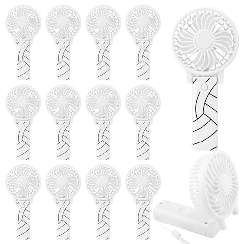 Glooglitter 12Pcs Volleyball Handheld Fans with Lanyard