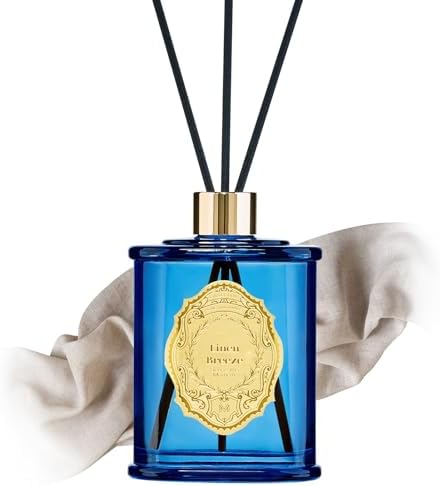 M&SENSE 8.4 oz Large Reed Diffuser for Home | Linen Breeze Scent Oil Diffuser with Sticks | Bedroom Bathroom Living Room Decor