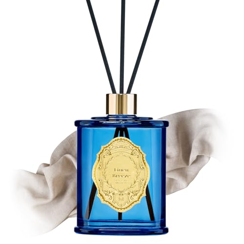 M&SENSE 8.4 oz Large Reed Diffuser for Home | Linen Breeze Scent Oil Diffuser with Sticks | Bedroom Bathroom Living Room Decor