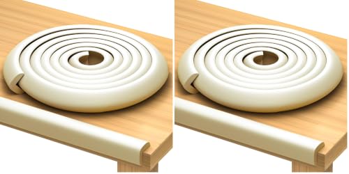 Image of Premium 12ft Edge Protector for Baby, Odorless Foam Cushion with Strong Adhesive Tape, Non-Toxic to Baby Proof Corners and Edges, Wall Corner Protector & Desk Edge Cushion White (Pack of 2)