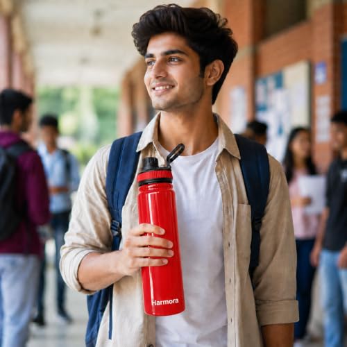 Image of Premium 1 Litre Vacuum Insulated Stainless Steel Water Bottle | SUS 316 Food Grade Steel | Hot 12 Hrs & Cold 24 Hrs | Leakproof, BPA Free | Wide Mouth with Steel Filter (RED)