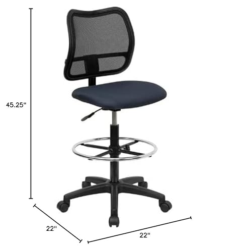 Flash Furniture Mid-Back Navy Blue Mesh Drafting Chair #TOP4