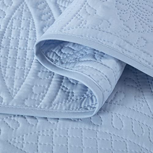 Image of Chezmoi Collection Austin 3-Piece Oversized Bedspread Coverlet Set (King, Chambray Blue)