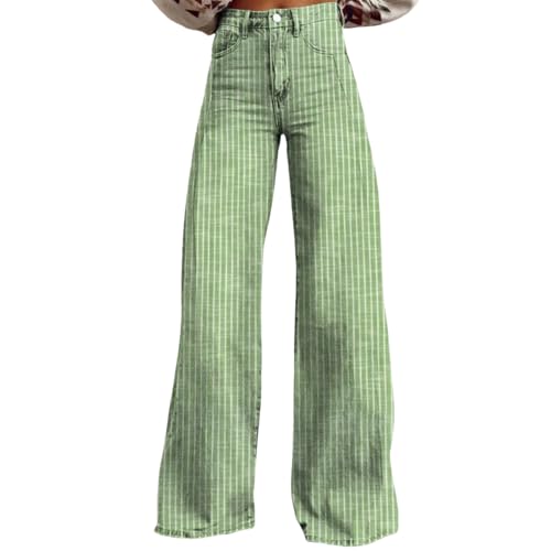 Womens Striped Wide Leg Jeans Y2K Bell Bottom Low Waisted Flare Jeans Casual Baggy Bootcut Denim Pants