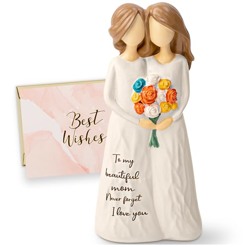 Image of MindTone Mom Birthday Gift from Daughter - Mother Daughter Sculpted Hand-Painted Resin Statue Gifts for Mom Birthday, Mother's Day & Christmas (Plus Card)