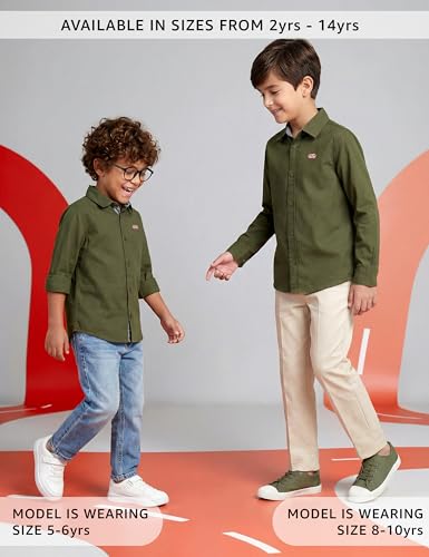 Image of Amazon Brand - Symbol Boys 100% Cotton Casual Shirt | Full Sleeves | Regular Fit | Age 2-14 Years