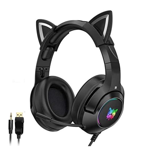 Fone Gamer com fio K9 com microfone, Fone de ouvido com microfone Unidade de alto-falante grande de 50 mm, graves surround estéreo 4D,fones de ouvido com cancelamento de ruído para jogos