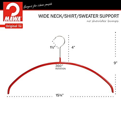 Mawa By Reston Lloyd Euro Series Non-Slip Space Saving Clothes Hanger For Shirts & Dresses, Style 40/P, Set Of 12, Red #TOP4
