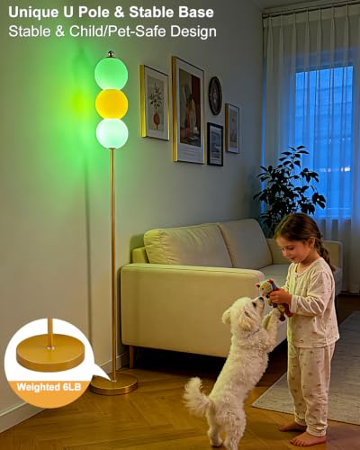 Image of Lightdot Globe Floor Lamp with LED Bulbs Included, Dimmable Floor Lamps,Unique Modern Standing Tall Lamp for Bedroom Living Room /Sofa Beside /Corner Decor-Orange