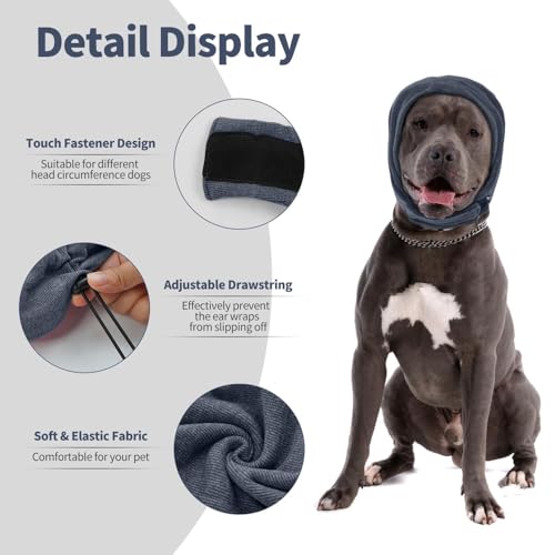 BWOOOWE Ohrenschutz für Hunde Beruhigende Ohrenschützer für Hunde Hundeschal für Hals Ohrenschützer Kräften zur Angstlinderung und Beruhigung(Grau,L)