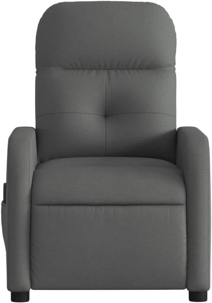 vidaXL Dark Gray Fabric Massage Recliner Chair - Manual Reclining Armchair for Elderly with Vibration Function, Side Pocket, and Comfy Cushioning for Living Room Comfort