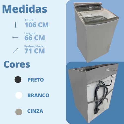 CAPA PARA MÁQUINA DE LAVAR BRASTEMP 13KG BWK TRANSPARENTE (CINZA)