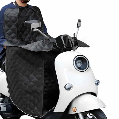 Favoto Coprigambe Invernale per Scooter – Coperta Termica Antivento e Impermeabile con Fodera Calda, Tasche e Strisce Riflettenti Universale per Scooter e Moto Nero