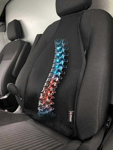 Northwest Seat Covers 4-Way Adjustable Lumbar Support Pillow for Car, Mid/Lower Back Support Cushion for Car Seat, Back Pain Relief Lumbar Pillow, Black