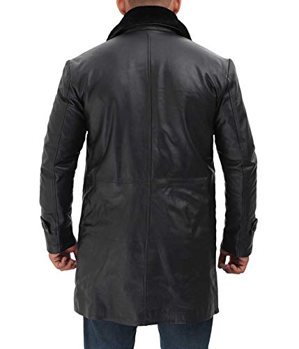Image of Blingsoul Shearling Leather Car Coat Mens - Winter Sherpa Long Leather Jackets For Men