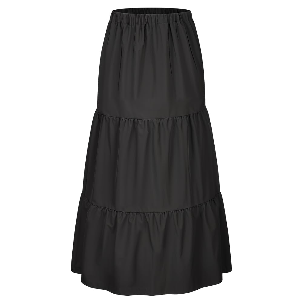 Spódnica damska z kieszeniami – Basic Solid A-Line elegancka plisowana spódnica do kolan, spódnica skaterska, styl boho, spódnica maxi, do noszenia na co dzień, elastyczny ściągacz, długa