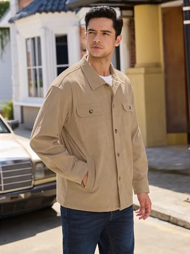 PLEPAN Men's Corduroy Shacket with 4 Pockets (Chest & Side Slant) Button Down Work Jackets Casual Long Sleeve Shirt Jacket4