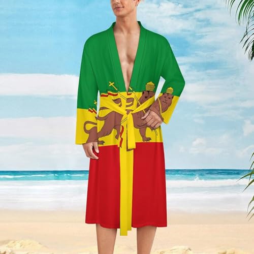 Albornoz de león rastafari de longitud media con diseño suave de playa 6