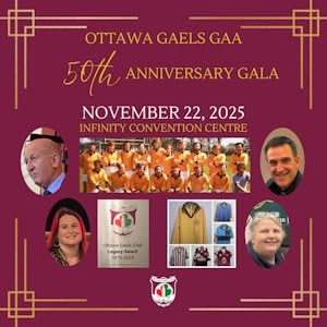 Ottawa Gaels 50th Anniversary Gala: Noel McGinnity (M.C.) Venessa McLean, Amb. John Concannon, Pat Kelly.