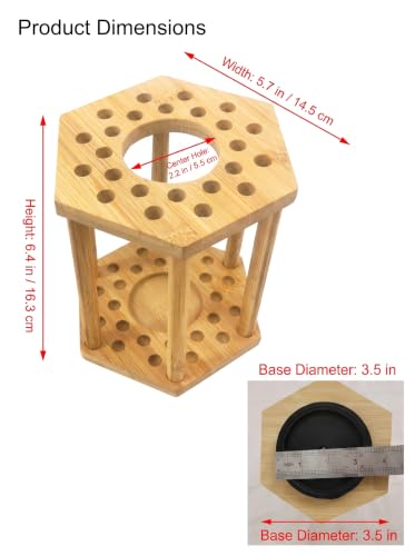 Image of 360 Degree Rotary Brush Holder and Display Drying Rack - Multifunctional Organizer - Hexagonal Holder 24 Brushes, Brush Holder - Artist's Brush, Bamboo - Original (2pcs)