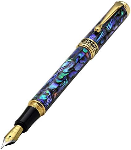 Xezo Maestro® 18K Gold Plated Fountain Pen  Medium Nib  - Oceanic White Mother Of Pearl Paua Abalone - View #4