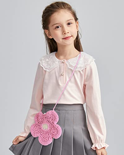 Women Girls Mini Flower Crochet Shoulder Crossbody Bag Handmade Handbag Purse Cotton Cellphone Wallet2