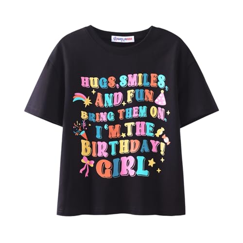 WELAKEN Girls Birthday T-Shirt Toddler Kids Cotton Letter Print Party Tees