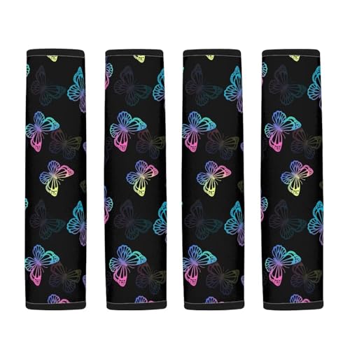 Image of AFPANQZ Colorful Butterfly Print Car Seat Belt Pads Cover Seatbelt Shoulder Strap Cushion Harnss Pads Comfortable Driving Universal Fit Truck Vans Sedans SUVs