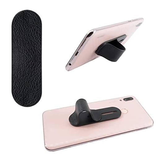 AOLIY Finger Strap Phone Holder, Cell Phone Grip Stand | Phone Handle for iPhone Android Smartphone Small Tablet Car Vent Holder Mobile Device (Black, PU Leather)