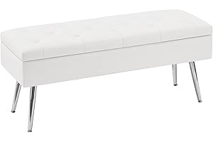 AC Pacific White Crystal Tufted Storage Bench