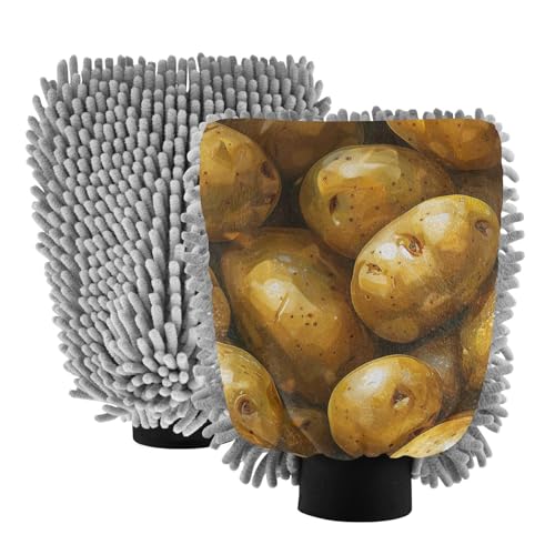Patatas. Realista. Guante de microfibra para lavado de coche, sin arañazos, guante de lavado de coche, esponja para detalles de lavado a mano