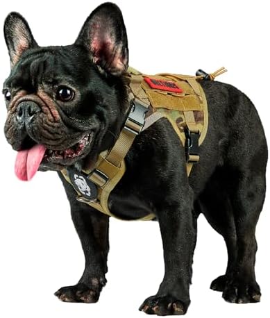 OneTigris Tactical Dog Harness Vest,No-Pull Service Dog Vest with Hook & Loop Panels,Adjustable Dog Vest Harness for Walking Hiking Training(Ranger Green,X-Large)