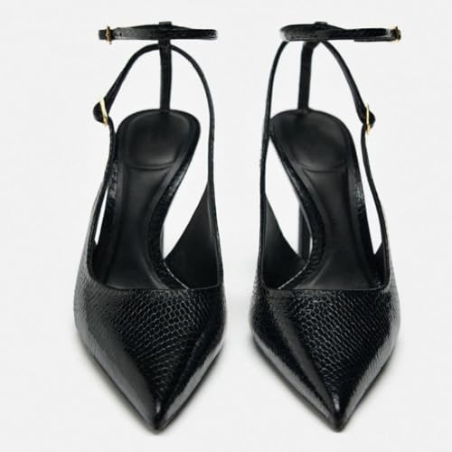 Escarpins noirs bout pointu confortables avec bride de maintien 42