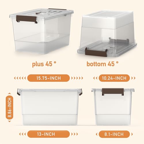 Image of 17 Qt Clear Stackable Storage Bins with Lids, Locking Latch Plastic Organizer Containers, Space-Saving Nestable Tote Boxes for Closet Pantry Laundry Room Garage, 4-Pack