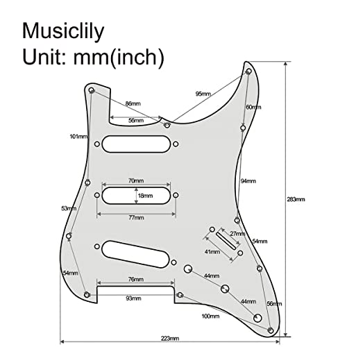 Image of Musiclily SSS 11 Hole Strat Guitar Pickguard for Fender USA /Mexican Made Standard Stratocaster Modern Style, 3Ply Black