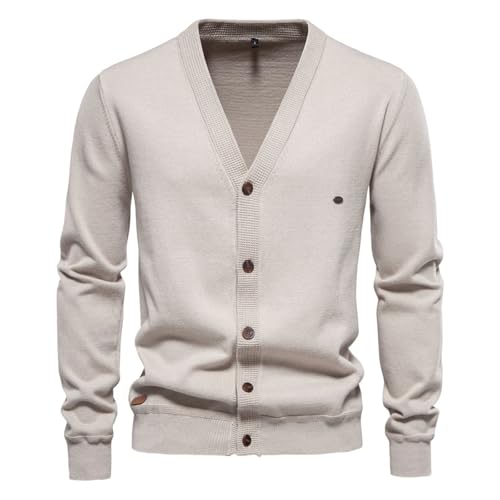 Men Cotton Cardigan Sweater Casual Single Breasted Solid Color Cotton Sweater2