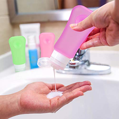 AOUTACC 5 Pack TSA Approved Travel Bottles Sets, 3 Ounce Leakproof Silicone Toiletry Tubes Travel Containers Travel Size Bottles Portable Leakproof for Shampoo Lotion Toiletries4