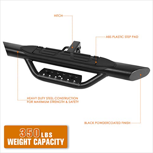 Universal Oval Steel Trailer Tow Hitch Step Bar w/Drop Step Pads for Pickup Truck 2\" Receiver | 36.5\" Wide X 3.75\" OD (Black) - Thumbnail 4