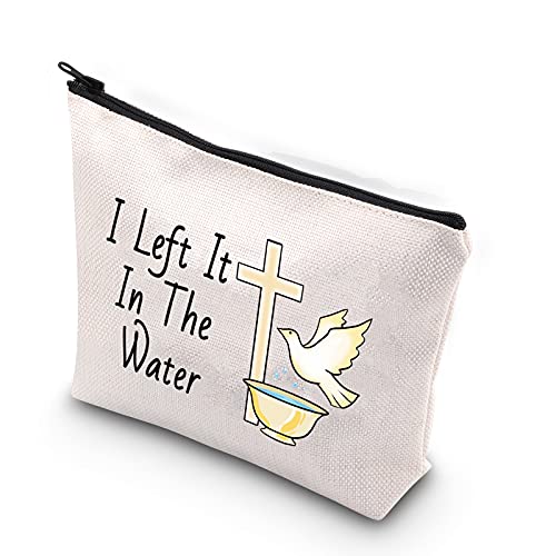 WCGXKO Adult Woman Baptism Gift Baptized I Left It In The Water Zipper Pouch Makeup Bag (I Left It In The Water)