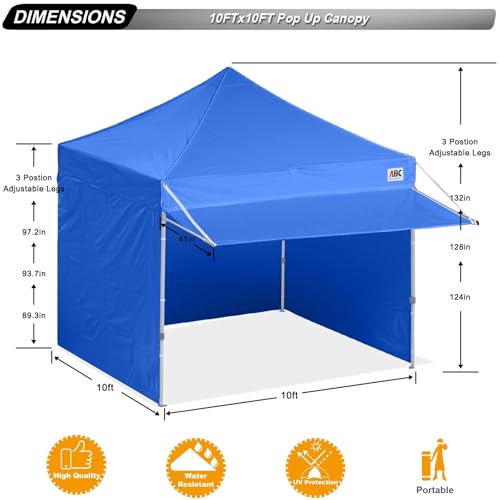 Image of ABCCANOPY 10x10 Commercial Pop up Canopy Tent with Awning Sidewall