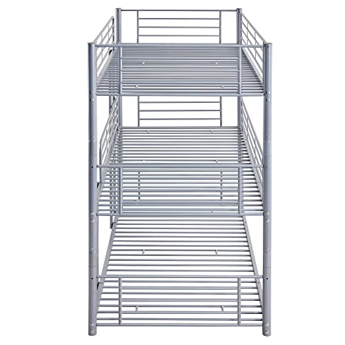 Aleyha Twin-Twin-Twin Triple Bed,Product Material:steel,Overall Product Dimension:78.7" L X 41.3" W X77.8 H,With Built-In Ladder,Divided Into Three Separate Beds,White Or Gray (Color : A) #TOP7