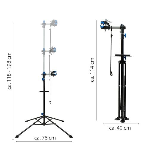 TRUTZHOLM Fahrradmontageständer 360° drehbar höhenverstellbar 50 kg Traglast Stahl mit magnetischer Werkzeugablage schwarz für Fahrräder Mountainbikes E-Bikes