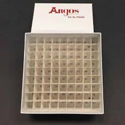 Argos R3026A White Cryo/Freezer Box with 81 Place Insert, 5-1/4' Length x 5-1/4' Width x 2' Height