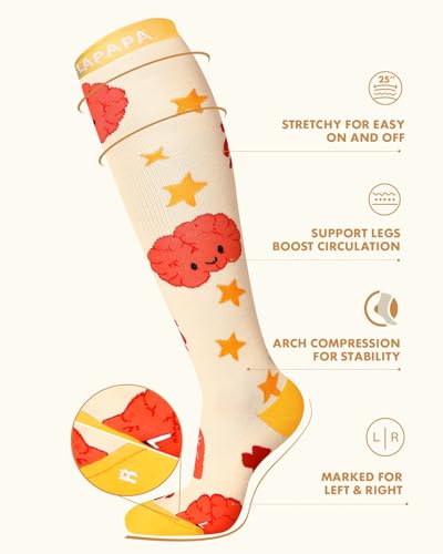 Image of Thick Soft Cotton Compression Socks for Women Men 15-20mmHg Knee High Breathable Cotton Socks for All Day Comfort