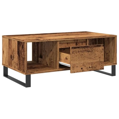 Table d'appoint industrielle en vieux bois et métal haut de gamme