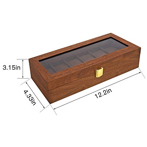 Lestar Watch Box, Executive 6 Slots Watch Case With Valet, Glass Topped Wooden Watch Display Case Watch Organizer, Jewelry Storage Case #TOP3