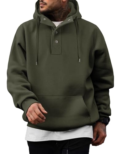 JMIERR Men's Pullover Hoodies Fleece Fashion Drawstring Comfy Long Sleeve Shirt Warm Hooded Sweatshirts with Pockets, L, Green