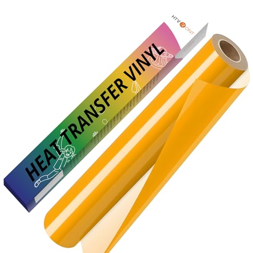 Image of HTVRONT Dark Yellow HTV Vinyl Roll - 12 inch x 10ft Dark Yellow Iron on Vinyl for All Cutting Machines, Heat Transfer Vinyl Rolls for t Shirts - Easy to Cut & Weed for Heat Vinyl Design