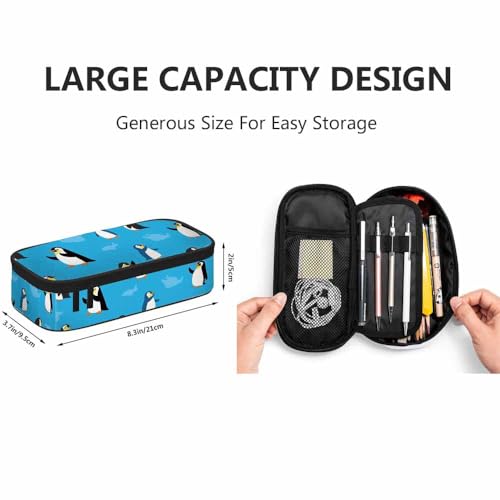 Image of Yekiua Penguin Pencil Holder Antarctic Cute Cartoon Animal Big Capacity Pencil Case Multi-Purpose Makeup Pouch For Office College Adult